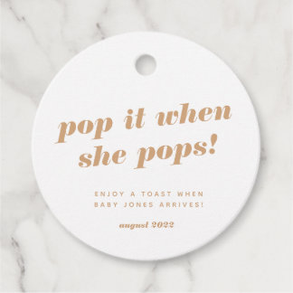 Baby shower champagne bottle gift tag