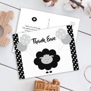 Baby Shower Chic Cute Black & White Lamb Thank You Postcard