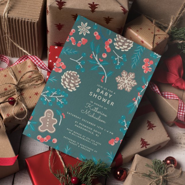 BABY SHOWER | Christmas Holiday Floral Invitation (Creator Uploaded)