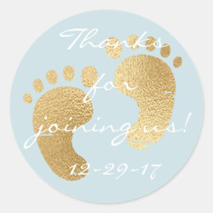 Baby Shower "Classic Gld/Bl" Stickers 1 1/2" or 3"