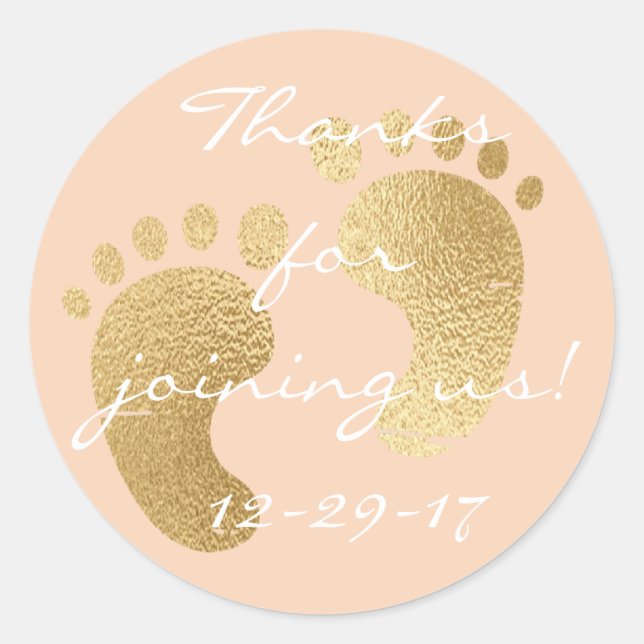 Baby Shower "Classic Gld/Pk" Stickers 1 1/2" or 3" (Front)