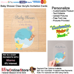 Baby Shower Clear Acrylic Invitation Card 11