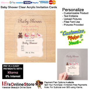 Baby Shower Clear Acrylic Invitation Card 12