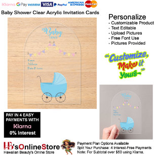 Baby Shower Clear Acrylic Invitation Card 20