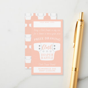 Baby Shower Cloth Diaper Raffle Tickets Peach Pink Enclosure Card