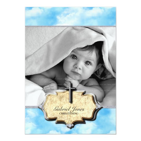 Baby Shower Clouds Christening Celebration Baptism Card