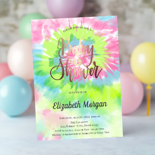 Baby Shower Colourful Tie Dye Invitation