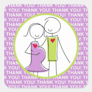 Baby Shower, Couple Thank You Stickers, purple Square Sticker