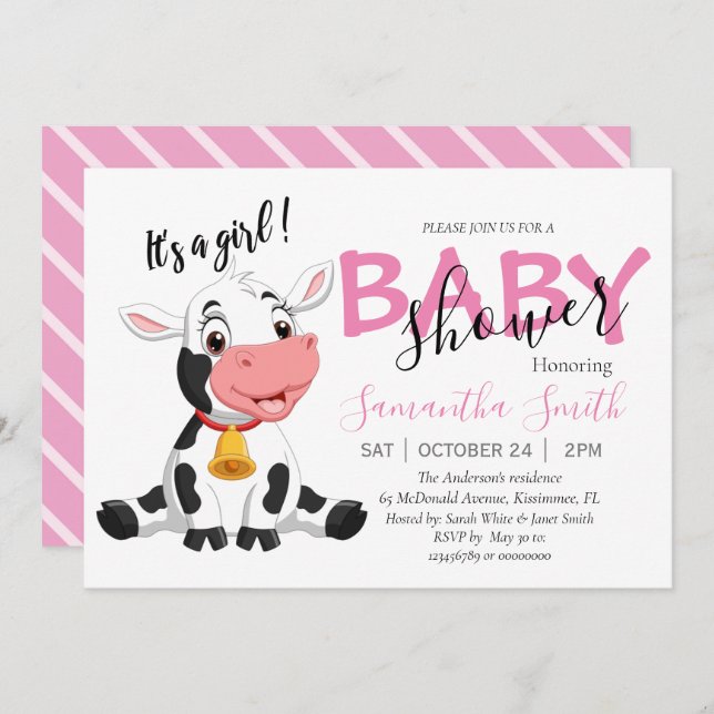 Baby Shower Cow Girl  Announcement (Front/Back)