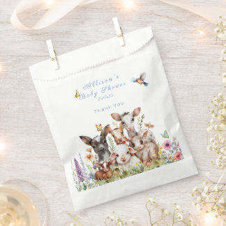 Baby Shower Cow Goat Sheep Butterflies Flowers Favour Bag