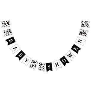 Baby Shower Cow Print Black and White Bunting