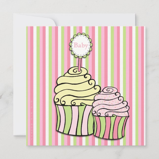 Baby Shower Cupcake Parlour Striped Invitation (Front)