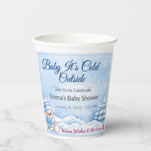 Baby Shower Cups Winter Teddy Bear Hot Cocoa