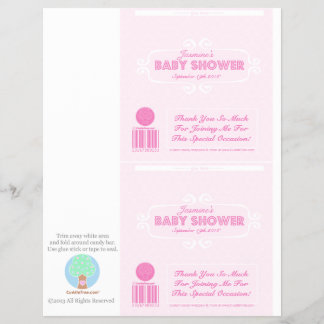 Baby Shower Custom Candy Bar Wrappers Pink