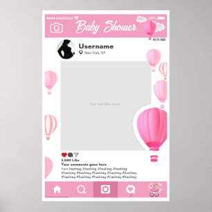 Baby Shower Custom Selfie Frame Globos Aeroestatic Poster