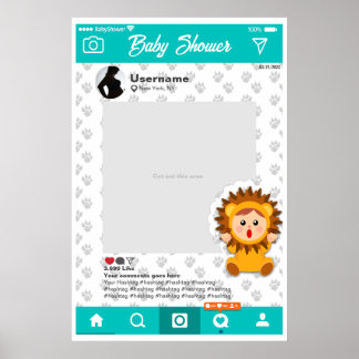 Baby Shower Custom Selfie Frame Leoncito Poster