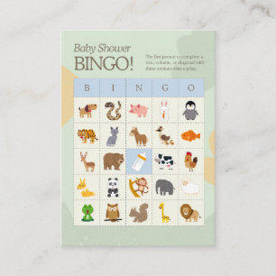 Baby Shower Cute Animals Bingo Game Cards