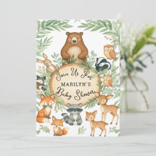 Baby Shower Cute Baby Woodland Animals Invitation