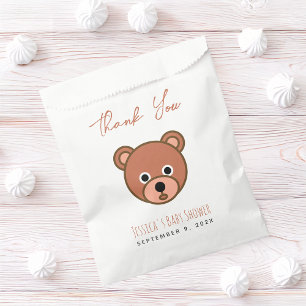 Baby Shower Cute Bear Brown Thank You Script Favour Bag