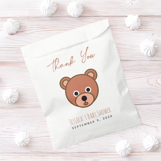 Baby Shower Cute Bear Brown Thank You Script Favour Bag (Creator Uploaded)