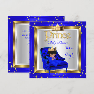 Baby Shower Cute Boy Prince Royal Blue Chair A Invitation