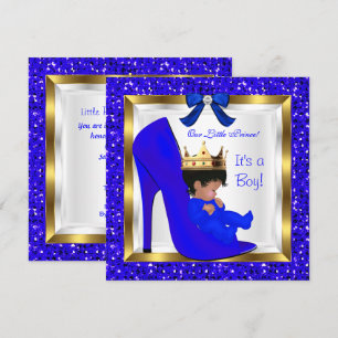 Baby Shower Cute Boy Prince Royal Blue Shoe Invitation