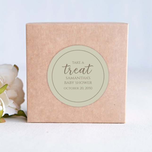 Baby Shower Cute Calligraphy Script Gender Neutral Classic Round Sticker (Creator Uploaded)