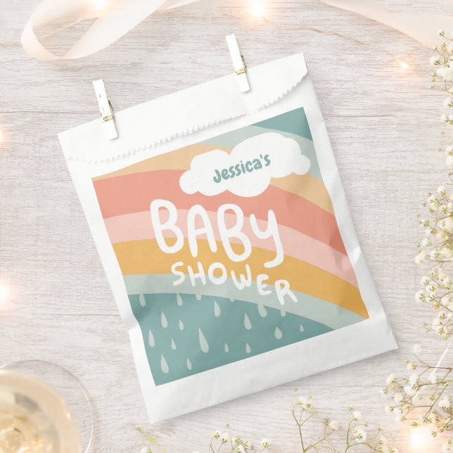 BABY SHOWER Cute Clouds Rainbow Rain CUSTOM Favour Bag (Clipped)
