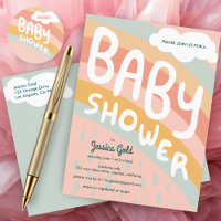 BABY SHOWER Cute Clouds Rainbow Rain Custom