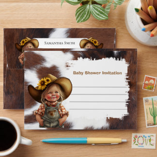 Baby Shower Cute Cowgirl Invitation Envelope