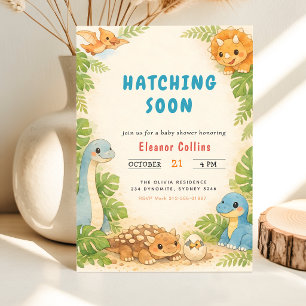 Baby Shower Cute Dinosaur Hatching Soon Invitation