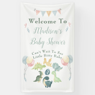Baby Shower Cute Dinosaur Mum Name Blue Banner
