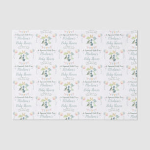 Baby Shower Cute Dinosaur Mum Name Blue Tissue Paper