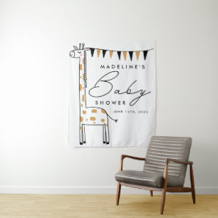 BABY SHOWER   Cute Doodle Giraffe Tapestry