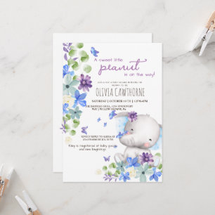  Baby Shower Cute Elephant flowers Gender neutral Invitation