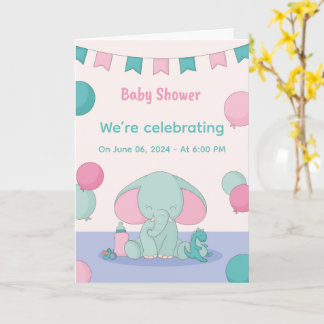 Baby Shower Cute Elephants Invitations