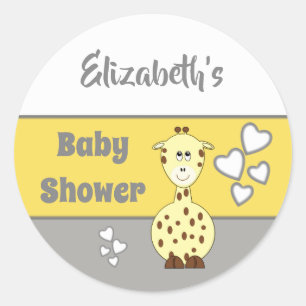 Baby Shower cute giraffe Party Favour Classic Round Sticker