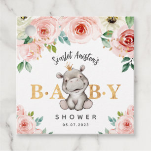 Baby Shower Cute Hippopotamus Thank You Favour Tags