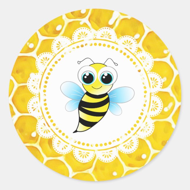 Baby Shower Cute Honeybee Honeycomb Stickers (Front)
