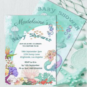Baby Shower Cute Mermaid Under The Sea Invitation