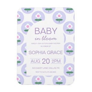 Baby Shower Cute Purple Pink Daisy Flower Magnet