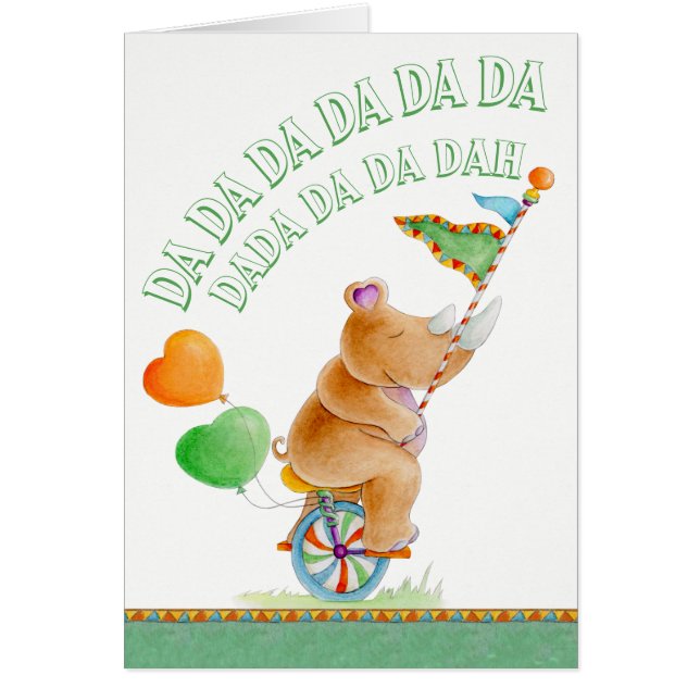 Baby shower cute rhino watercolor art card (Front)