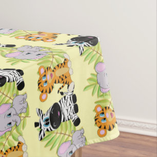 Baby Shower Cute Safari Jungle Animals Tablecloth