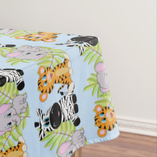 Baby Shower Cute Safari Jungle Animals Tablecloth