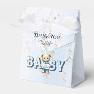 Baby Shower Cute Teddy Bear Blue Floral Beautiful Favour Box