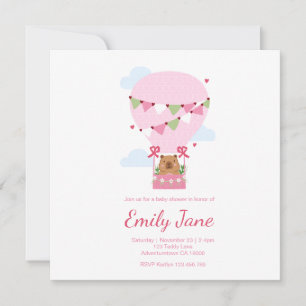 Baby Shower Cute Teddy Bear Pink Capybara Girls  Save The Date