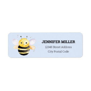 Baby shower, cute watercolor bee design return address label