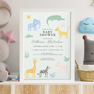 BABY SHOWER   Cute Wildlife Baby Animals Invitation