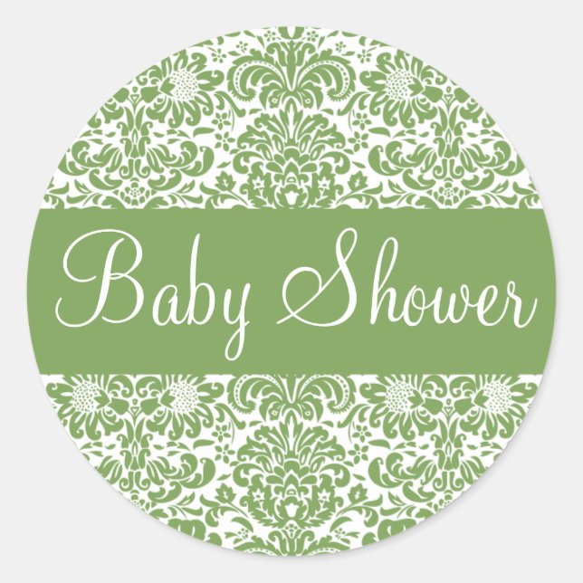 Baby Shower Damask Envelope Sticker Seal (Front)