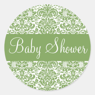 Baby Shower Damask Envelope Sticker Seal